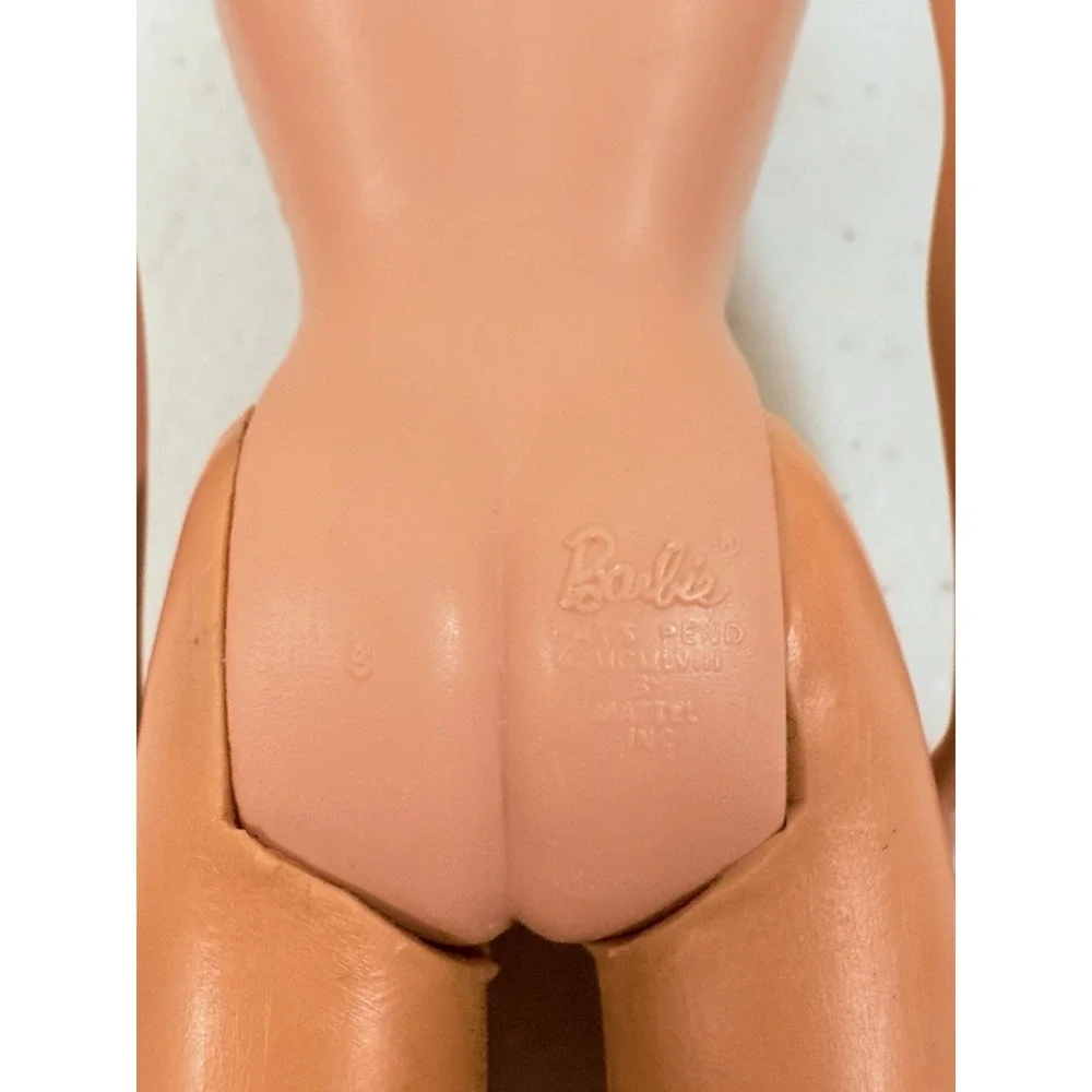 Vintage 1960 Mattel Barbie #4 Ponytail Doll Solid Body Small Neck Knob Red Nails